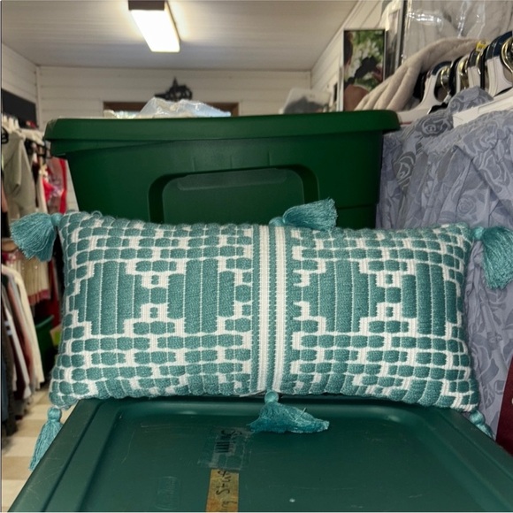 New item… Teal and White Decorative Pillow - Picture 1 of 1